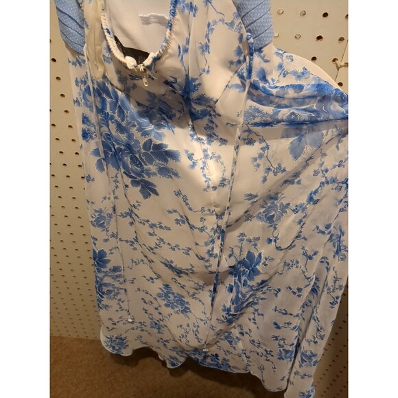 Speechless Sheer Floral Dress Halter Size 14 White Blue Rose Summer Spring - Picture 4 of 6